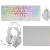 Mars Gaming MCP124PRO, Kabel, USB, Membraan toetsenbord, QWERTY-indeling, RGB LED-verlichting, Wit
