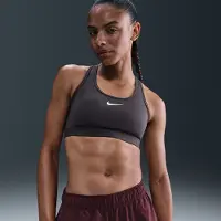 Nike Sportbeha Dri-FIT Swoosh - Thunder Grey/Wit Dames
