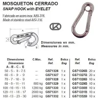 Kong Italy Close Snap Shackle 20 Units Zilver 6 mm