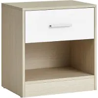 Vasagle Nachtkastje met lade, Natuurlijk beige + klassiek wit