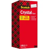 Scotch Plakband Crystal Clear 600 Transparant 19 mm (B) x 33 m (L) PP (Polypropeen) Geruisloos afwikkelen 8 Rollen