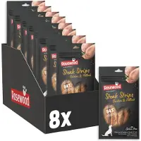 Rosewood Steak Strips Hondensnack Kip en Koolvis - 63% Kip - Graanvrij - Vetarm - 8 x 100 g