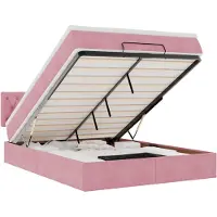 vidaXL Ottoman bed met matras en LED's 140x190cm fluweel roze