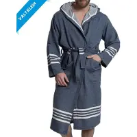 Lalay - Hamam Badjas Sun heren - navy - XXL - heren badjas - sauna badjas - korte badjas - badjas met capuchon - dunne badjas