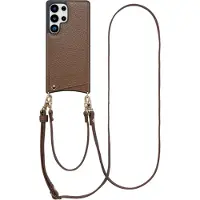 Selencia Nova Telefoonhoes met Koord en Pashouder voor de Samsung Galaxy S25 Ultra - Mocha Brown
