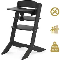 Geuther Houten Kinderstoel - Syt - Meegroeistoel voor kinderen van 6-36 maanden - inclusief eetblad - 5-punts veiligheidsgordel - 61x49x83cm - Zwart