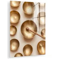 MuchoWow Glasschilderij 30x40 cm - Schilderij acrylglas - Symmetrisch - Goud - Brons - Balans - Foto op glas - Muurdecoratie woonkamer - Wanddecoratie slaapkamer - Schilderijen