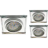 Trango TrangoSet van 3 *CRYSTAL* LED plafondspots 6729S-03MOSD van handgeslepen glas incl. 3x 5 Watt 3-traps dimbaar Ultra Flat LED Module 3000K Warm Wit Inbouwlamp, Inbouwspot, Plafondlamp