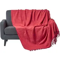Homescapes Nirvana plaid, 100% katoen, rood, 225 x 255 cm