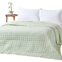 Homescapes 100% katoenen gewatteerde sprei, pastelgroen/crème, 230 x 250 cm
