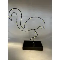 Impuls LED Flamingo van metaal - 23 LEDs - zwart - warm witte verlichting - hoogte 25x23x13 cm - Sfeerverlichting - Decoratie verlichting