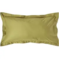 Homescapes Luxe Satijn Kussensloop 50x90 cm met Sierrand – Olijfgroen – 100% Egyptisch Katoen – Draaddichtheid 1000