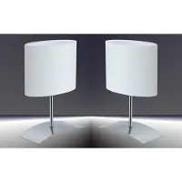 Trango Set van 2 LED Bedlampje 2018-04WL*2 *WIT HUIS* Tafellamp met stoffen kap in wit incl. 1x 5 Watt E14 LED-lamp 3000K warm wit, lamp, vensterbanklamp, bedlampje