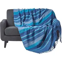 Homescapes Marokko sprei, blauwe strepen, 255 x 360 cm