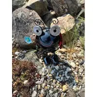 Impuls Metalen solarlamp "lieveheersbeestje" - zwart + rood - met 2 LED - Staand model - hoogte 19 x 13 x 1 cm - Tuindecoratie - Tuinverlichting
