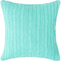 Homescapes Kabelgebreide kussenhoes in pastelgroen, 100% katoen, 45 x 45 cm