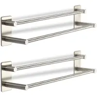 Sotech 2 stuks dubbele hakenlijst Talida RVS, lengte: 435 mm zelfklevend incl. 3 S-haken voor keuken en badkamer