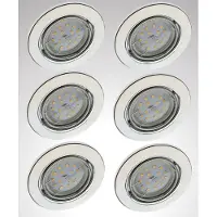 Trango Set van 6 IP23 LED inbouwspots 6729-068-5WAK chroom incl. 6x 5 Watt GU10 LED lamp 3000K warm wit & GU10 fitting, badkamerlamp, plafondlamp, plafondspot