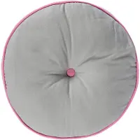 Homescapes vloerkussen rond grijs en roze 100% katoen met polyester vulling Ø 43 cm