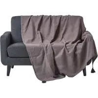 Homescapes Rajput sprei, 100% katoen, grijs, 225 x 255 cm