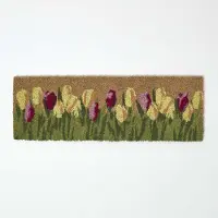 Homescapes Antislip Kokos Deurmat met Tulpenmotief, 25 x 75 cm