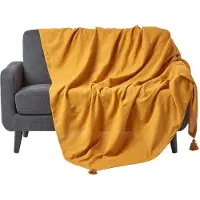 Homescapes Rajput sprei, 100% katoen, mosterdgeel, 150 x 200 cm