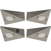 Trango Set van 4 Keukenverlichting 6739-42 incl. 4x 4,8 Watt LED module 3000K warm wit AAN/UIT schakelaar *COOK* RVS inbouwarmatuur, inbouwspot, driehoekige lamp, kastverlichting, keukenlamp