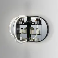 HiPP Design 91000 ovale spiegelkast mat zwart met verlichting en verwarming 120x70cm