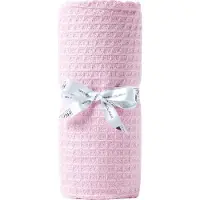 Homescapes - Wafel babydeken - 100% biologisch katoen - roze - 125x150 cm