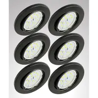 Trango Set van 6 IP23 LED inbouwspots 6729-065-5WAK in zwart mat incl. 6x 5 Watt GU10 LED lamp 3000K warm wit & GU10 fitting, badkamerlamp, plafondlamp, plafondspot