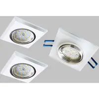 Trango Set van 3 LED plafondspots van gesatineerd glas 6729(S)-03MO (handgeslepen) *CRYSTAL* incl. 3x 5 Watt LED module 3000K warm wit Ultra Flat, Inbouwarmatuur, Inbouwspots, Badkamerverlichting