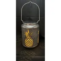 Impuls Metalen solarlamp lantaarn "ananas" - zilverkleurig - met 1 LED - Staand en/of hangend model - hoogte 17 x 13 x 12 cm - Tuindecoratie - Tuinverlichting