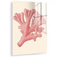MuchoWow Glasschilderij 30x40 cm - Schilderij acrylglas - Koraal - Stipjes - Roze - Foto op glas - Muurdecoratie woonkamer - Wanddecoratie slaapkamer - Schilderijen