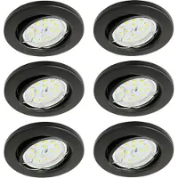 Trango Set van 6 inbouwspots 6729-065MO in zwart mat draaibaar incl. 6x 3000K warm wit Ultra Flat LED Module, Inbouwspots, Plafondspots, Plafondlamp, Badkamerlamp, Plafondlamp, Spots