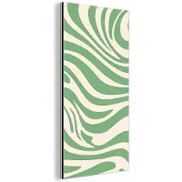 MuchoWow Aluminium schilderij 80x160 cm - Wanddecoratie metaal - Zebrapatroon - Groen - Retro - Metalen muurdecoratie woonkamer - Decoratie industrieel - Foto op dibond - Industriële accessoires slaapkamer