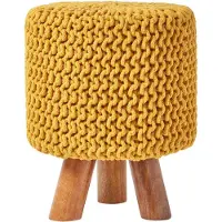 Homescapes Gebreide Voetenbank 42cm Hoog Mosterd