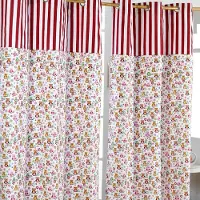Homescapes gordijnen met oogjes uil rood roze wit set van 2 100% katoen, 228 x 137 cm