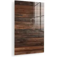 MuchoWow Glasschilderij 60x90 cm - Schilderij acrylglas - Houten plankpatroon - Warmte - Natuurlijk - Foto op glas - Muurdecoratie woonkamer - Wanddecoratie slaapkamer - Schilderijen