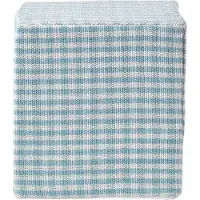 Homescapes Vichy ruit poef blauw en wit – zitkubus, 36x38 cm