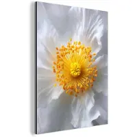 MuchoWow Aluminium schilderij 120x160 cm - Wanddecoratie metaal - Wit - Bloem - Elegant - Metalen muurdecoratie woonkamer - Decoratie industrieel - Foto op dibond - Industriële accessoires slaapkamer