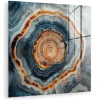 MuchoWow Glasschilderij 20x20 cm - Schilderij acrylglas - Cirkel - Ringen - Steen - Tinten - Foto op glas - Muurdecoratie woonkamer - Wanddecoratie slaapkamer - Schilderijen