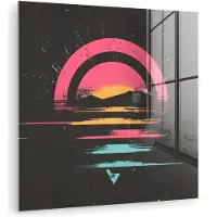 MuchoWow Glasschilderij 20x20 cm - Schilderij acrylglas - Cirkel - Abstract - Roze - Foto op glas - Muurdecoratie woonkamer - Wanddecoratie slaapkamer - Schilderijen