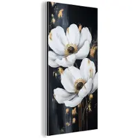 MuchoWow Aluminium schilderij 40x80 cm - Wanddecoratie metaal - Bloemen - Wit - Abstract - Metalen muurdecoratie woonkamer - Decoratie industrieel - Foto op dibond - Industriële accessoires slaapkamer