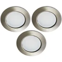 Trango LED Meubelinbouwspots Set van 3 – 12V AC/DC – G4E-32N Mat Nikkel – G4/MR16/GU5.3 – Inbouwlamp voor Keukenkast, Plafond, Afzuigkap, Vitrine