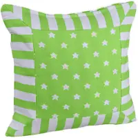 Homescapes Groene Ster Kussenhoes met Gestreepte Rand 45 x 45 cm