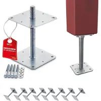 Sotech set van 8 paaldragers 160 x 160 x 250 mm, M24-schroefdraad, thermisch verzinkt staal, in hoogte verstelbare paalvoet, schroefbare paalhouder, weerbestendig