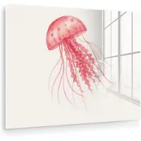 MuchoWow Glasschilderij 160x120 cm - Schilderij acrylglas - Kwal - Tentakels - Roze - Foto op glas - Muurdecoratie woonkamer - Wanddecoratie slaapkamer - Schilderijen