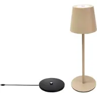 Trango LED Tafellamp Draadloze 2017-03CC Beige Batterij Oplaadbaar incl. USB-C Laadstation Touch Traploos dimbaar 3 Watt 2700K Warm Wit IP44 Tafellamp voor Slaapkamer Tuin Restaurant Bar Terras