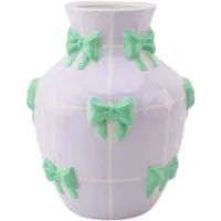 House Vitamin Vase flower vase ribbons dolomite lilac/mint 14x14x19cm