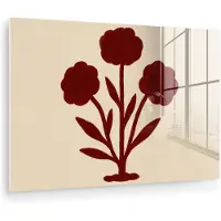 MuchoWow Glasschilderij 180x120 cm - Schilderij acrylglas - Bloemen - Bladeren - Rood - Minimalistisch - Foto op glas - Muurdecoratie woonkamer - Wanddecoratie slaapkamer - Schilderijen